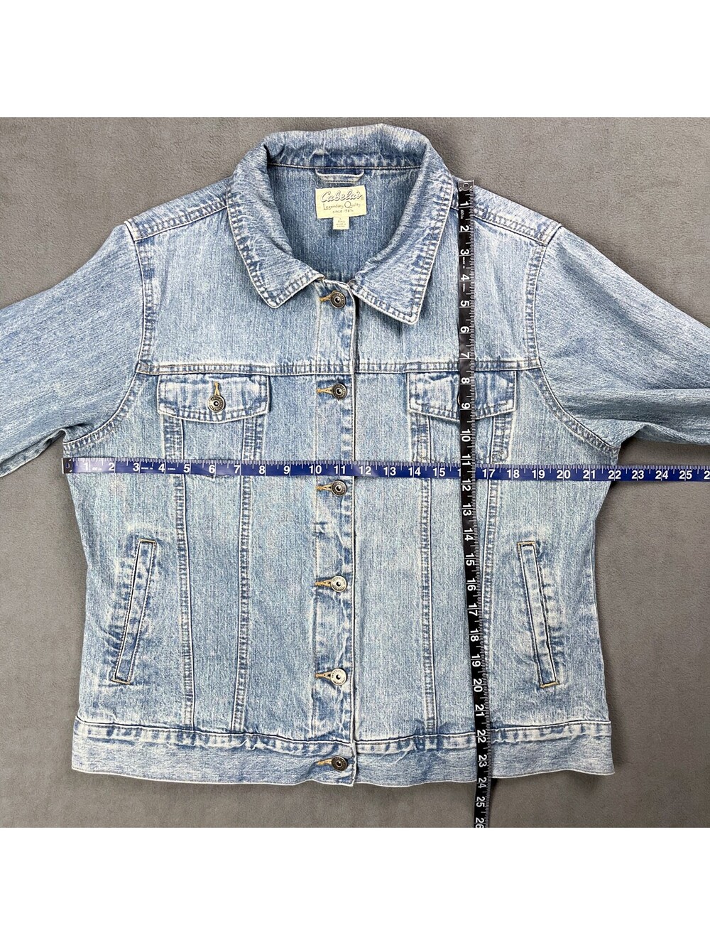 Vintage Light Wash Denim Jacket with Harley-Davidson Patch, Cabela's - Picture 7 of 9